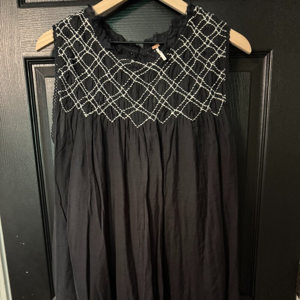 NWT Lucky Brand Gauze Dress Black and White Small